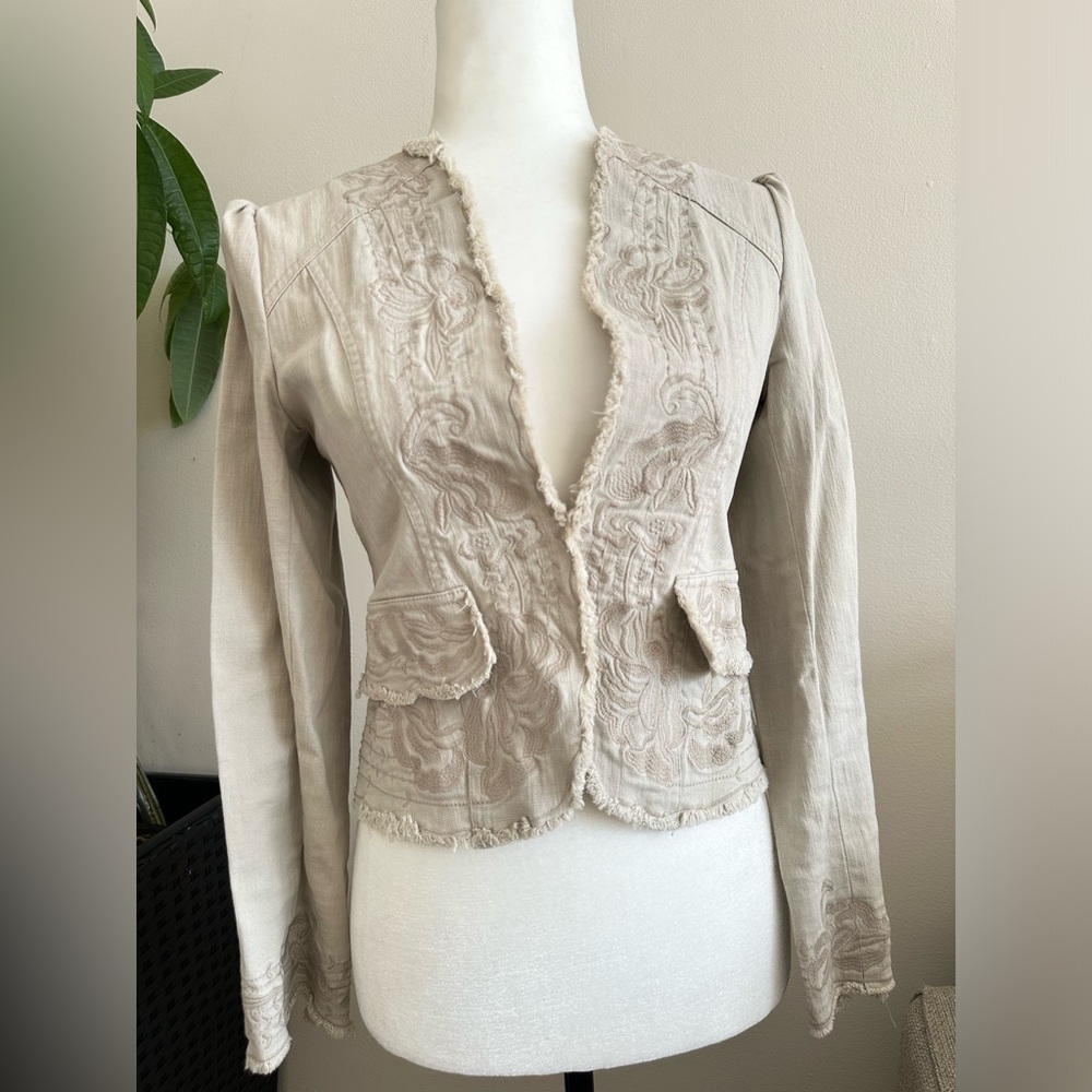 Embroidered Fitted Stretchy Blazer